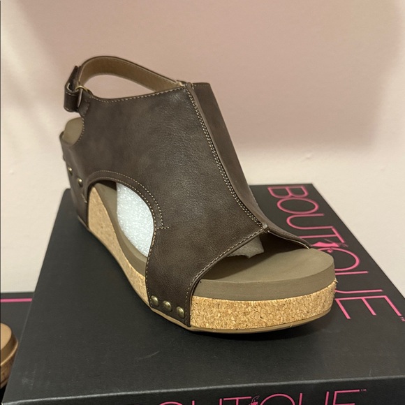 Corkys Dark Brown Wedge Sandals - Picture 1 of 1